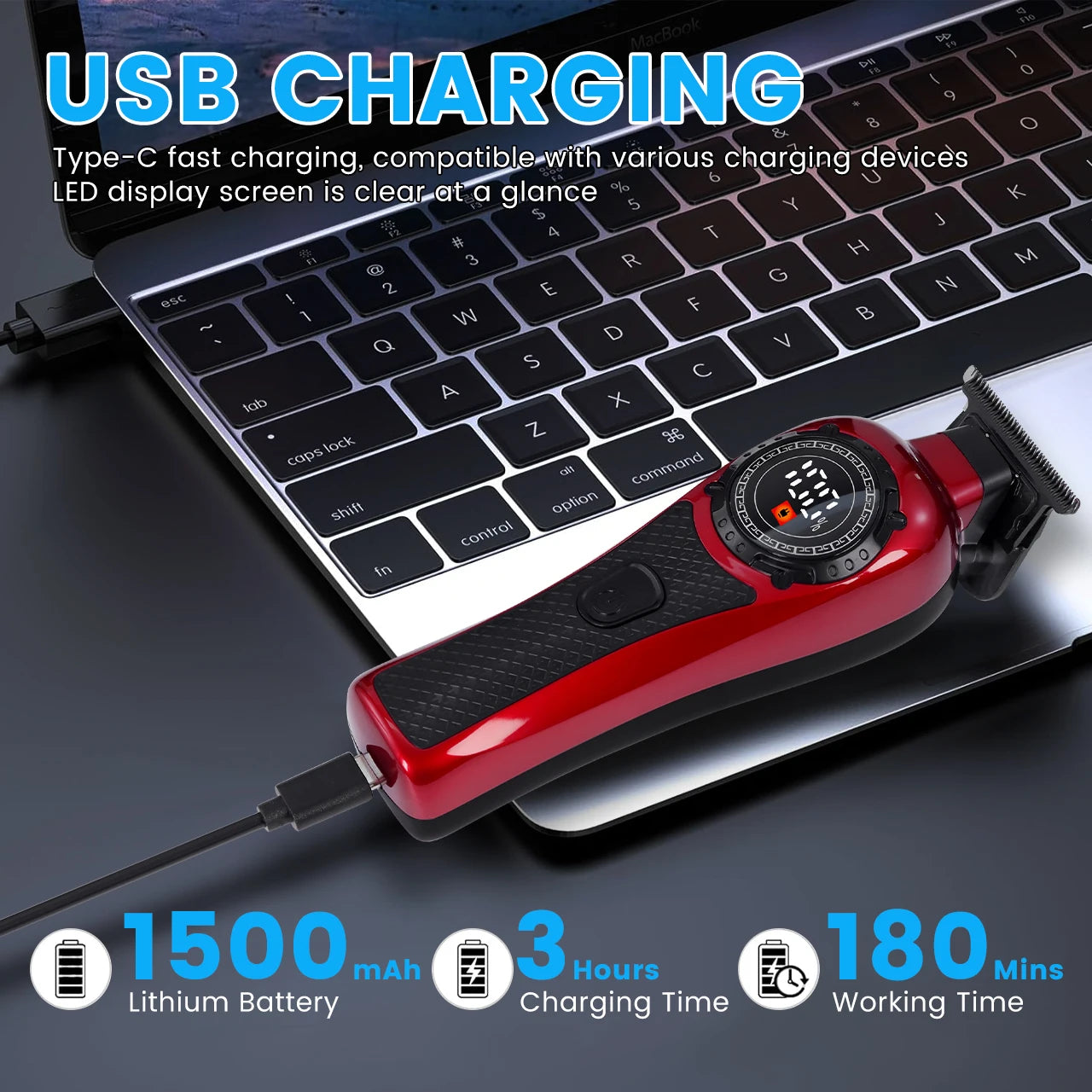 Solimpia Professional Hair Trimmer Man Electric Hair Clipper Barber Shop Carving Machine DLC Blade 7000RPM Rotating Motor
