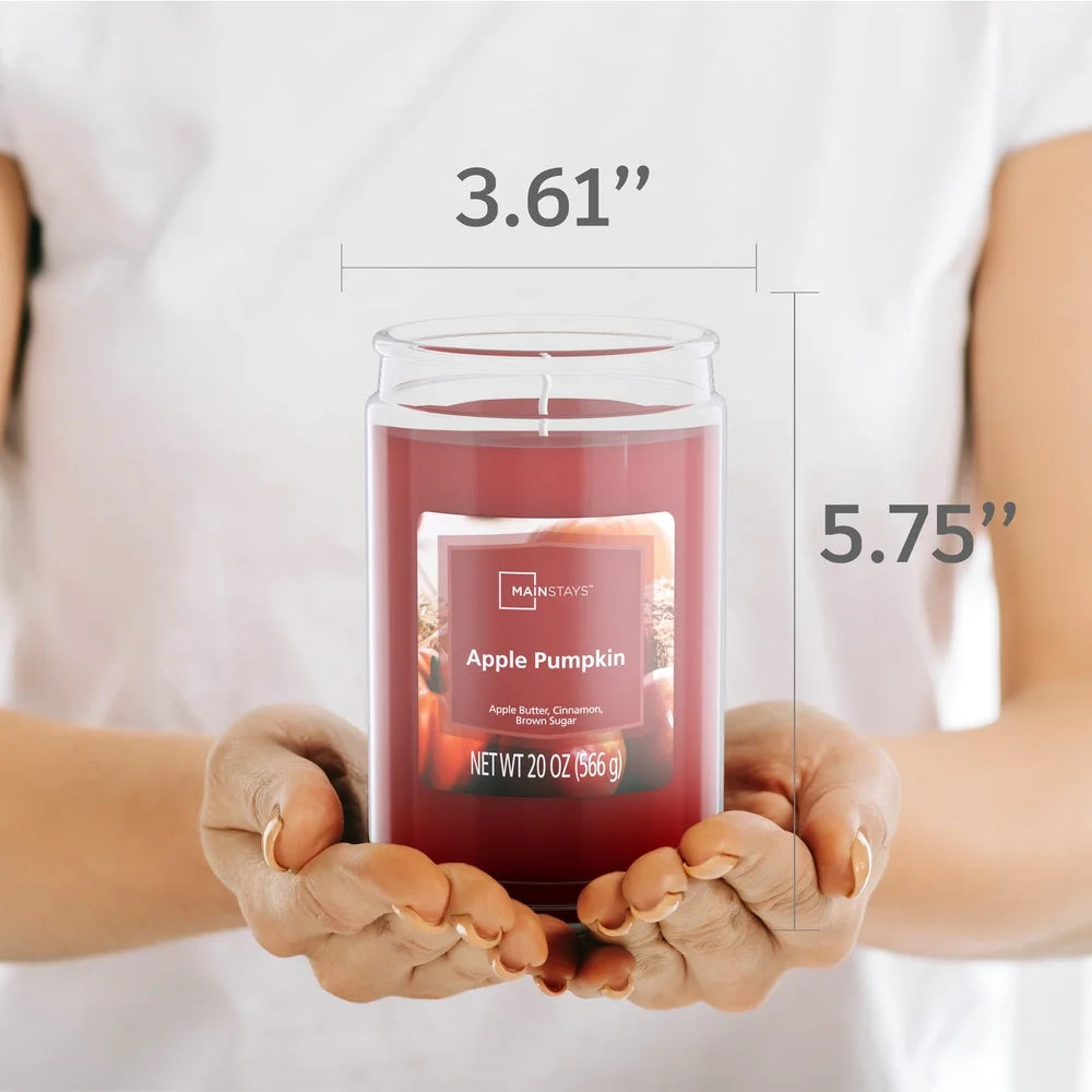 Apple Pumpkin Scented Candle 20oz Large Glass Jar Single Wick Warm Fragrance Clean Burning Candle Container Ideal Home Decor