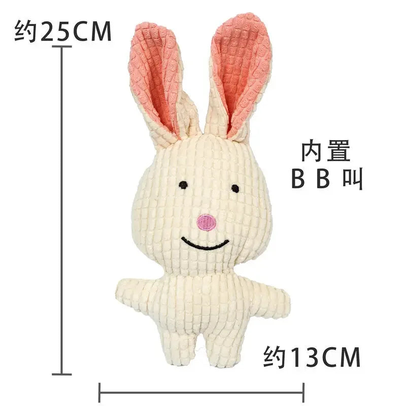 Cute Plush Toys Squeak Pet Cow Rabbit Animal Plush Toy Dog Chew Squeaky Whistling Involved Squirrel Dog Toys