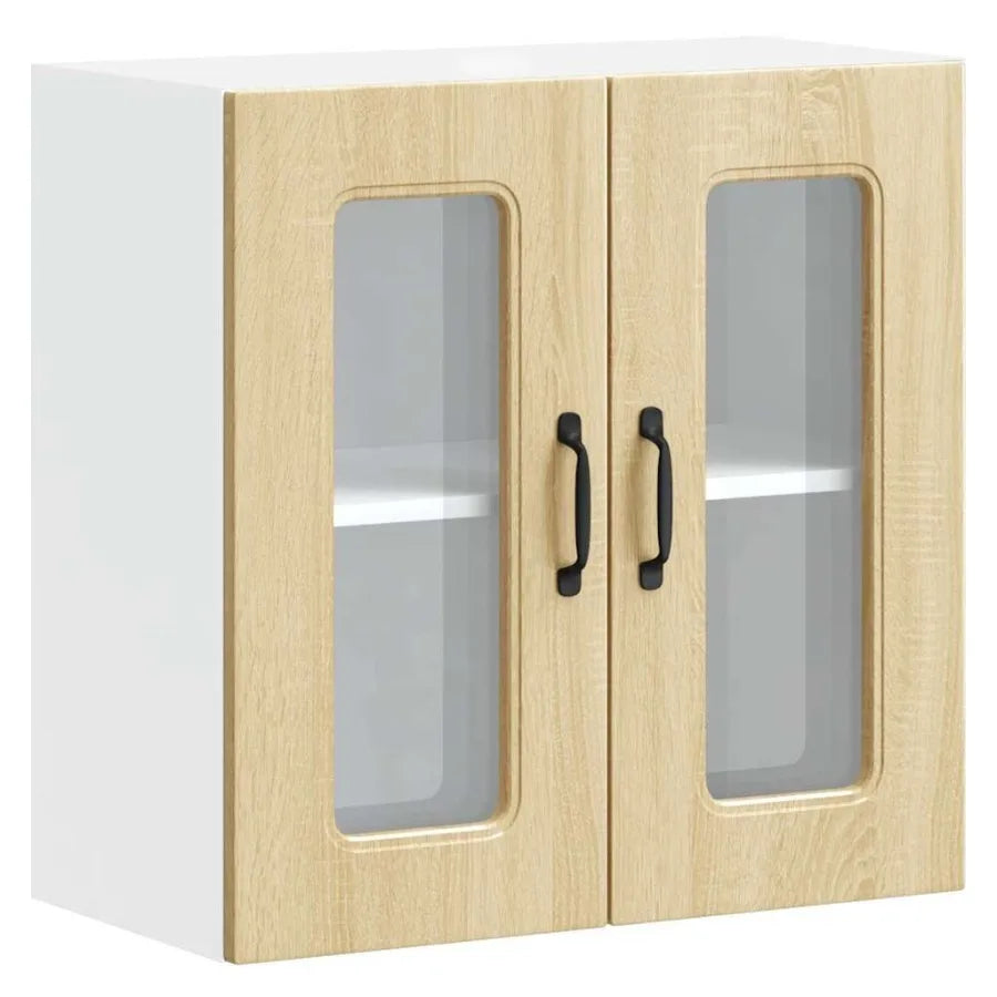Kitchen Wall Cabinet Sonoma oak Engineered wood and glass