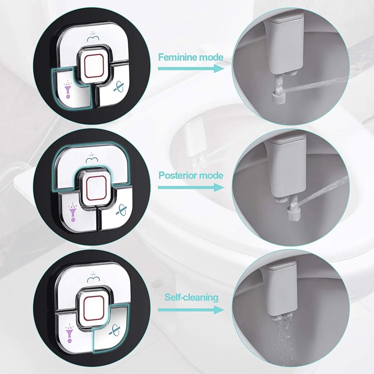 Ultra Thin Bidet Toilet Seat Attachment Dual Nozzles