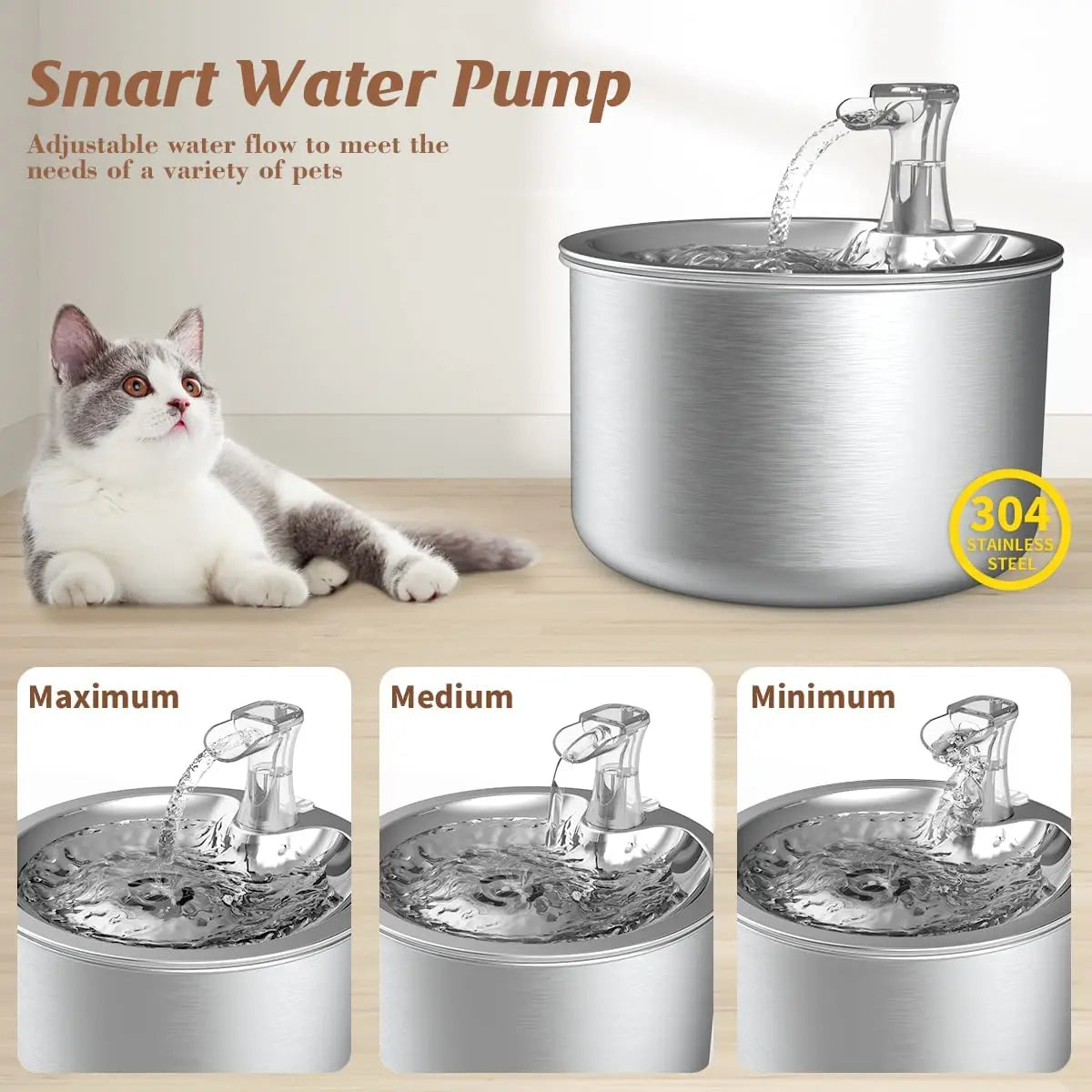 Automatic Stainless Steel Pet Water Dispenser for Cats and Dogs