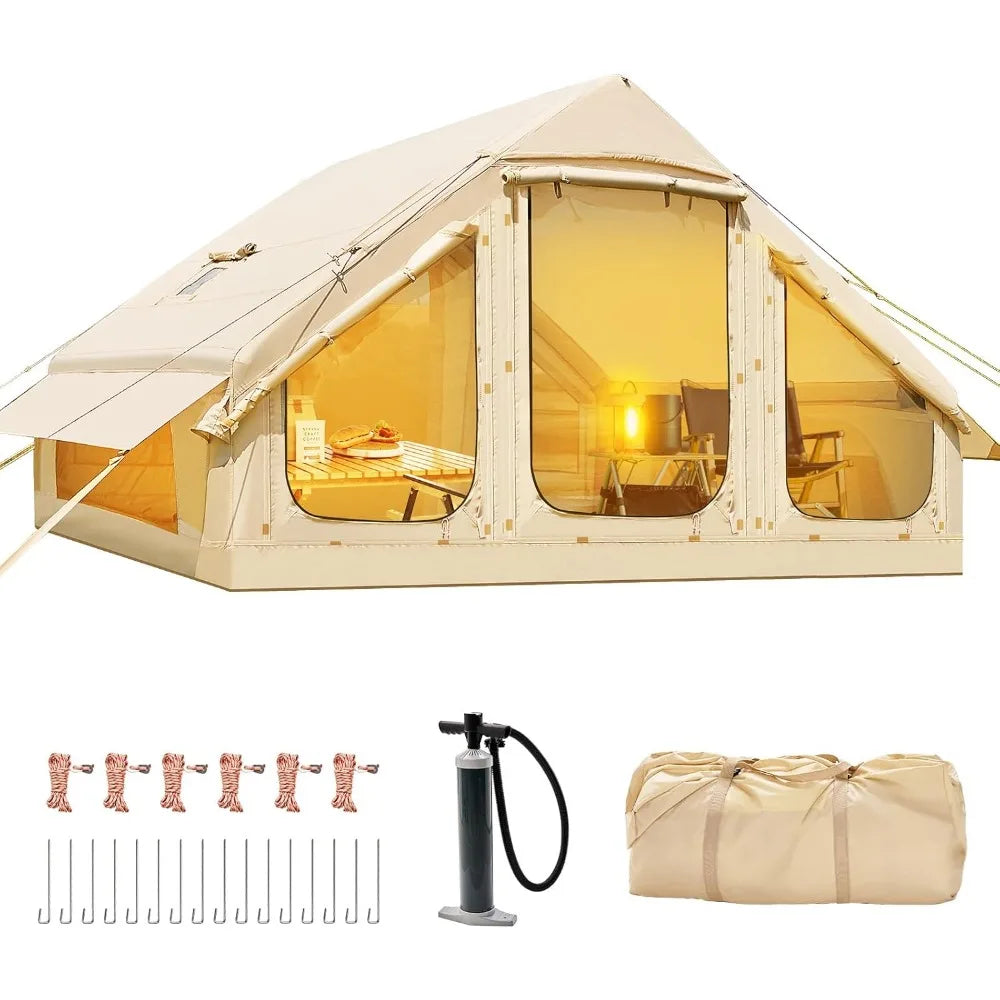 Inflatable Camping Tent With Hand Pump Easy Setup Oxford