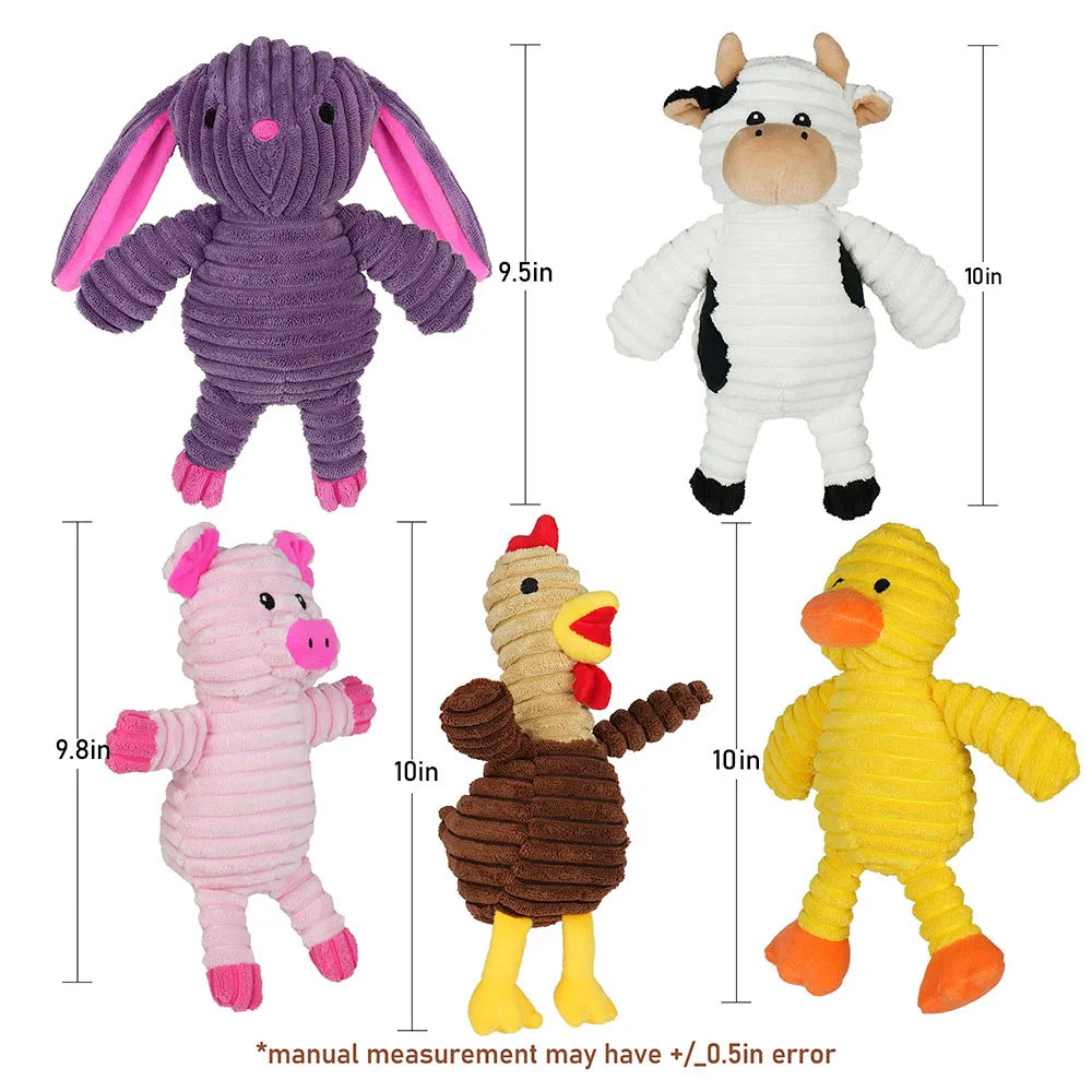 5 Pack Dog Toys Plush Dog Squeaky Toys, Assortment Value Bundle Animal Pet Toy for Small Medium Large Dogs, Stuffed Puppy Chew