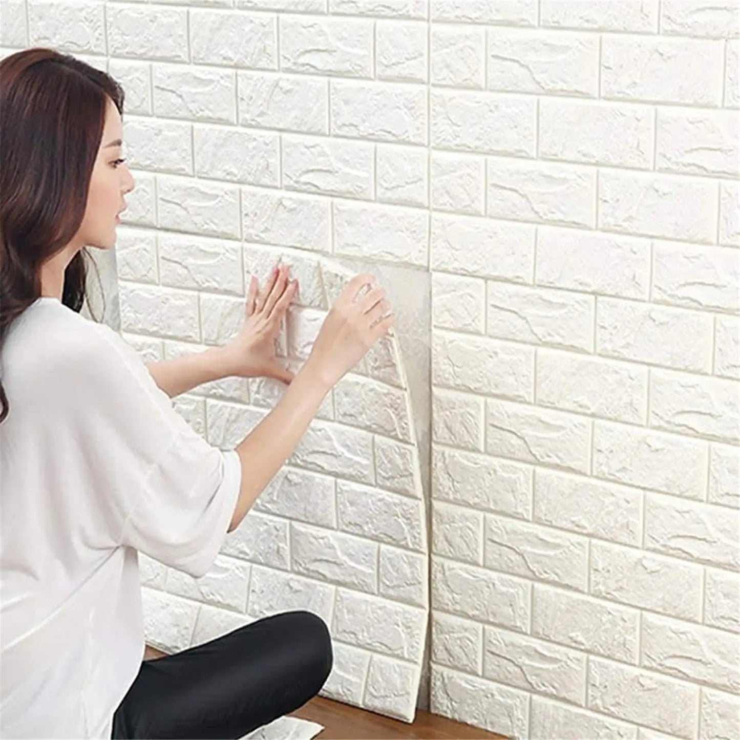 100PCS 3D Wall Panels Peel and Stick, Printable Faux Brick Wallpaper Sticker with Self-Adhesive Waterproof Foam for Interior Wal