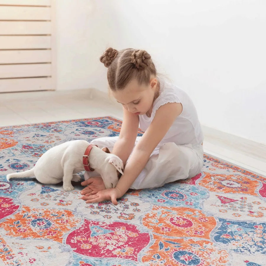 Naar 2x3 Cream Area Rug Washable Area Rugs LowPile NonSlip NonShedding Foldable KidPet Friendly Area Rugs for living room bedro