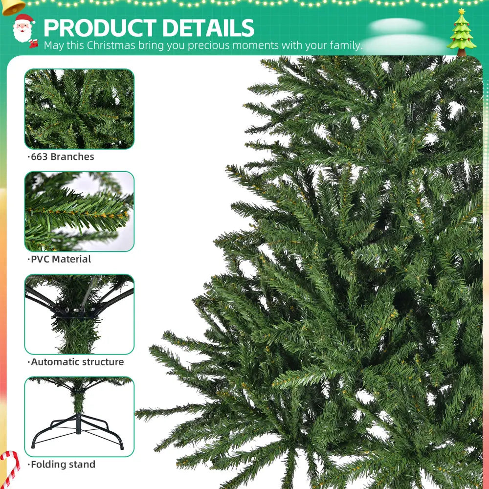 4.5 Ft Premium Hinged Spruce Artificial Christmas Tree, 663 Tips, Metal Stand, Easy Assembly, Ideal for Indoor Holiday Decor.