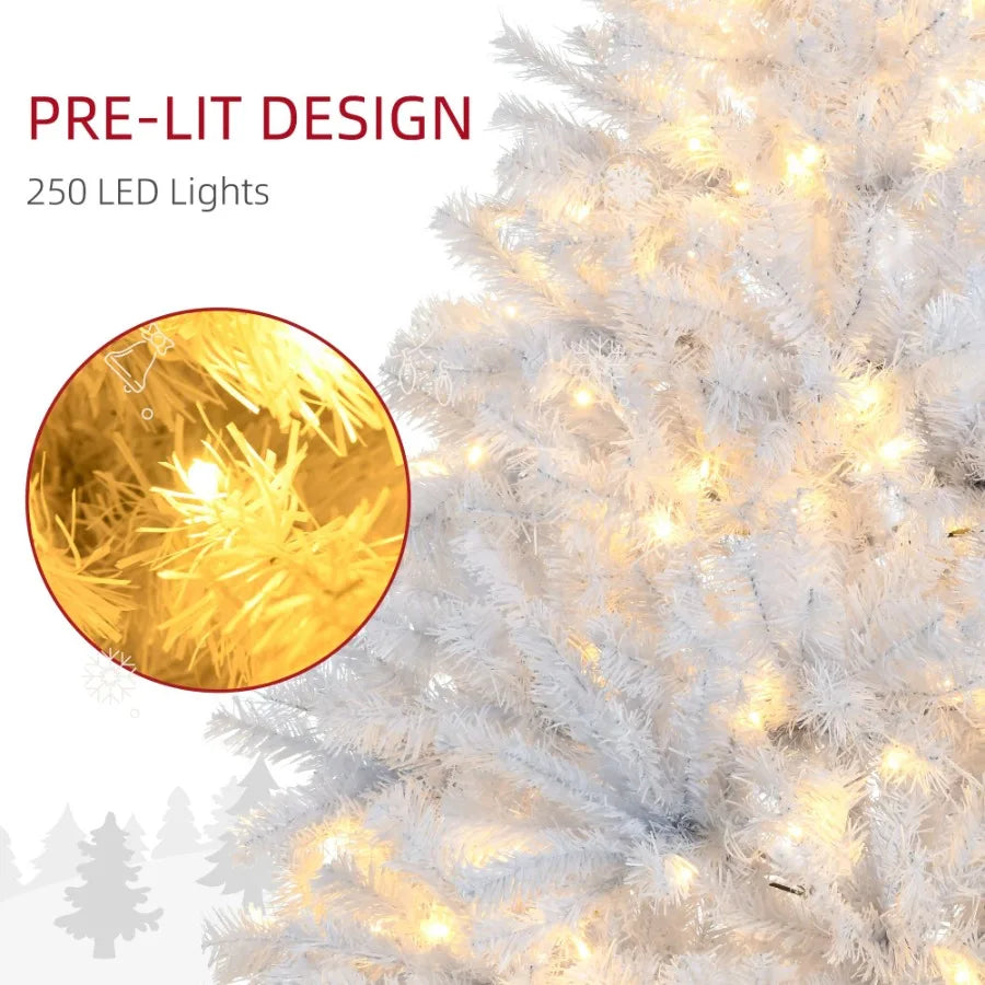 6 ft Tall Prelit Artificial Christmas Tree Holiday Dr with 638 Branches 220 Warm White LED Lights Auto Open White