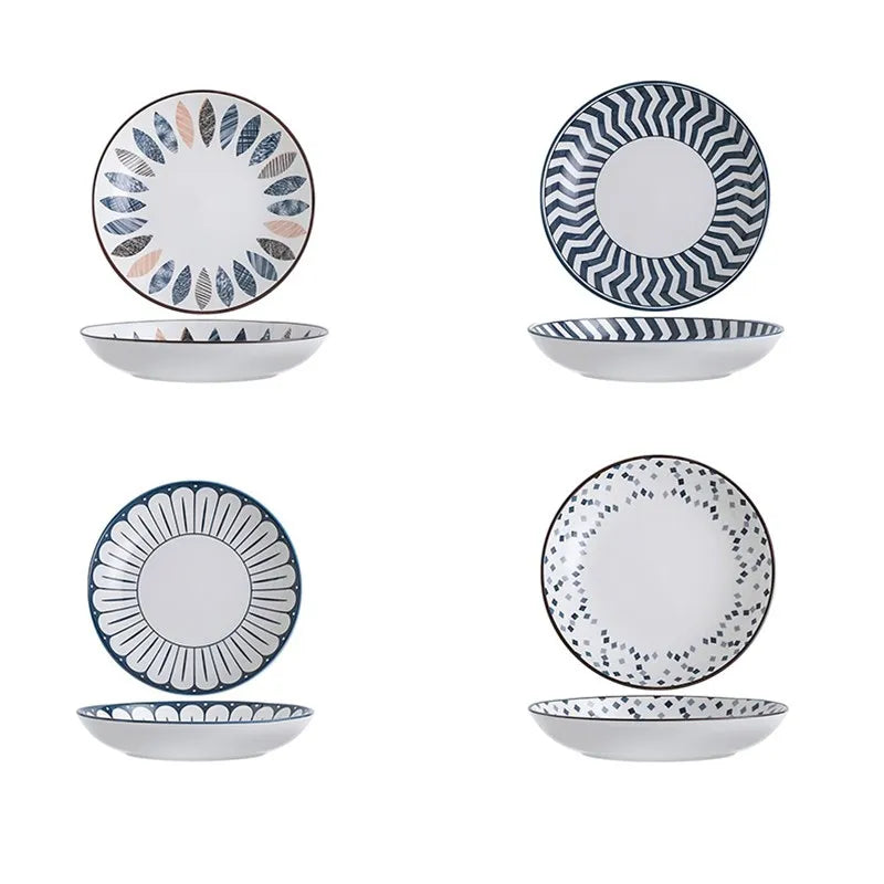 Round Ceramic Plate Set - Elegant Plate Set for Dining