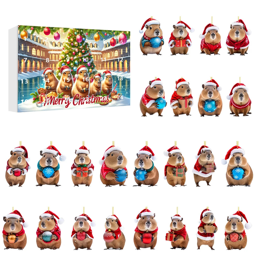 Capybara Advent Calendar 2024 Xmas Countdown Calendar Cute Capybara Christmas Ornaments Christmas Tree Ornaments Christmas Gifts