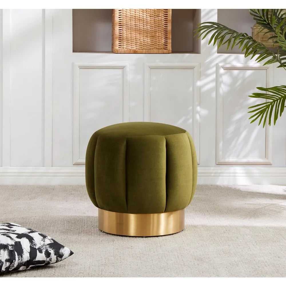 Safavieh Maxine Velvet Channel Tufted Round Ottoman