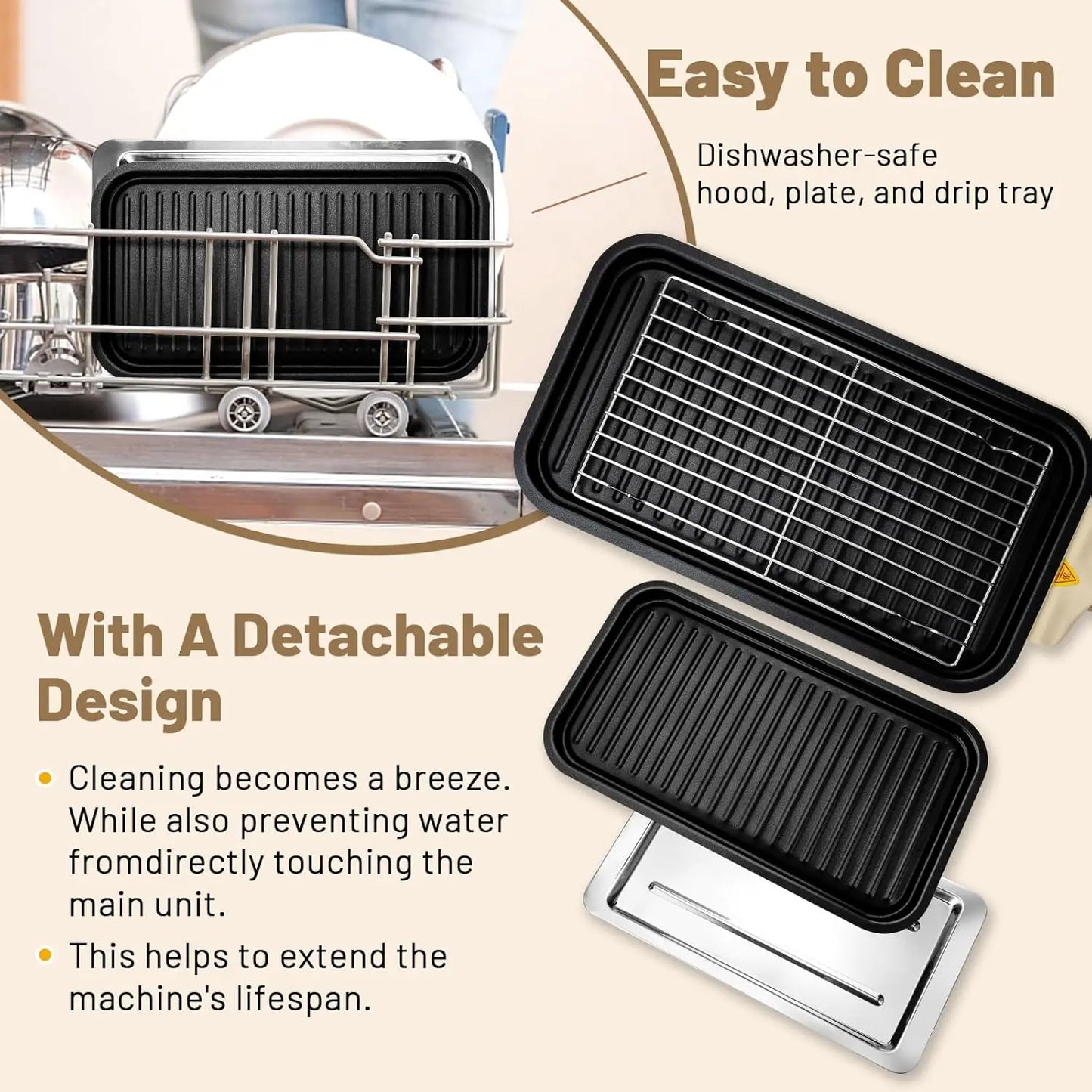 Electric Smoke Free Indoor Barbecue Grill Detachable Board