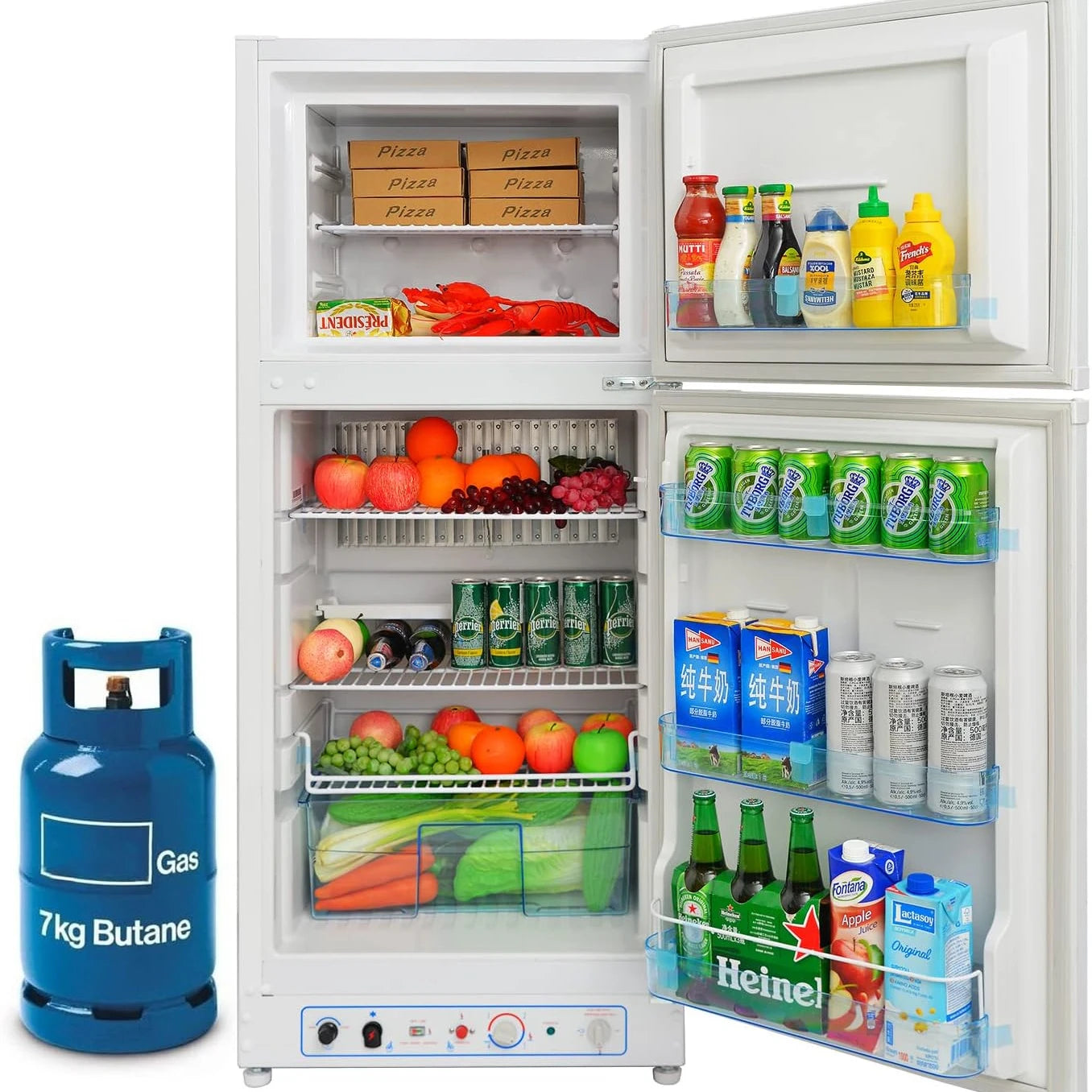 Smad RV Propane Refrigerator 2 Way Gas Fridge With Freezer