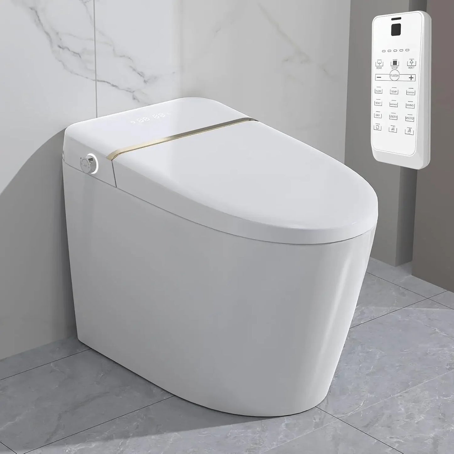 Smart Toilet With Built In Bidet Seat And Heated Seat