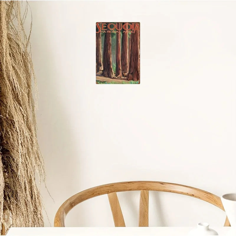 Retro National Park Forest Landscape Tin Wall Art Drilled