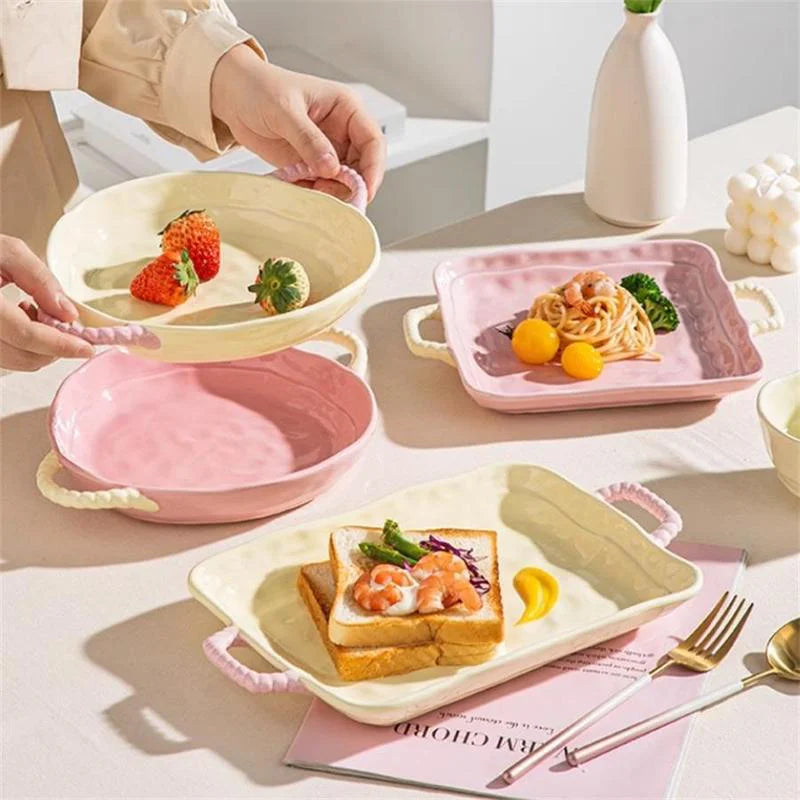 Ceramic Salad Plates 12 Inch Rectangular Dessert Porcelain