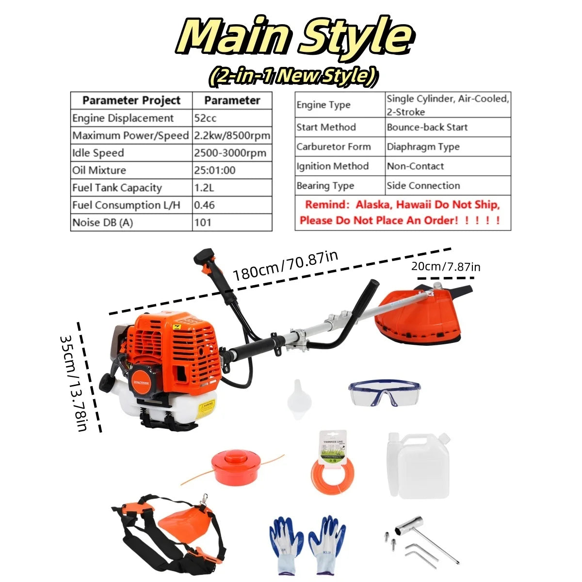 Carburetor 2200W Cordless Weed Eater 2 In 1 Trimmer