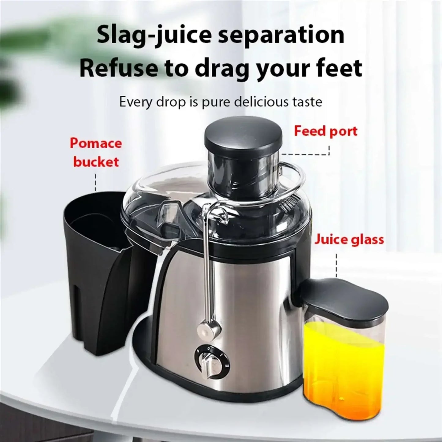 Stainless Steel Centrifugal Fresh Juice Machine Automatic Pulp Ejection 3inch with 2 Speeds Household Juice Separation Juicer