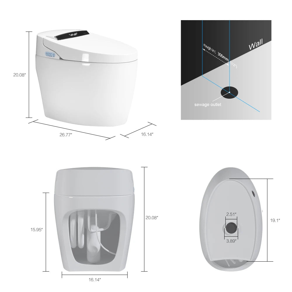 Smart Portable Bidet Toilet With Heated Seat Auto Open Close