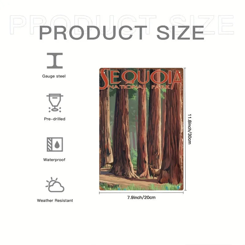 Retro National Park Forest Landscape Tin Wall Art Drilled
