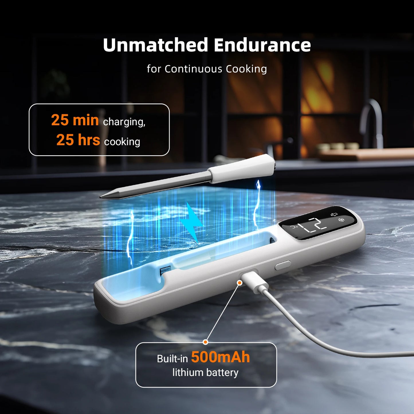 INKBIRD INT-11I-B Wireless Meat Thermometer, Bluetooth 5.4 1000ft,1s Response, IP67, 26 Presets, LED Display,for BBQ/Grill/Party