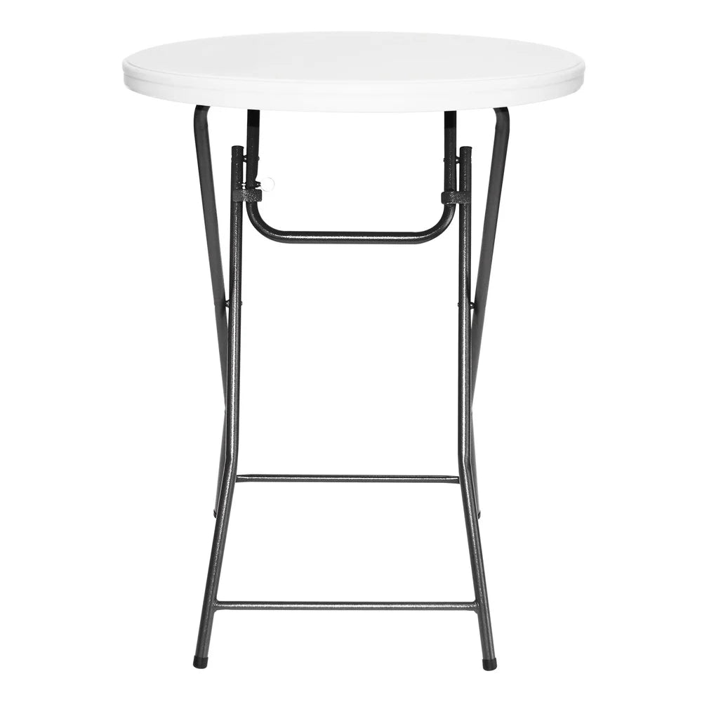 32 Inch Folding Cocktail Table Lightweight Durable Weather Resistant Indoor Outdoor Use Portable Easy Storage Sturdy Plastic Top
