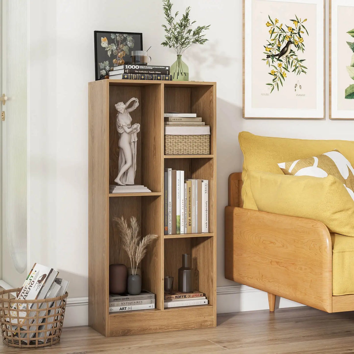 2PCS 5-Cube Bookcase for Kids 41" Wooden Toy Storage Organizer for Kid's Room