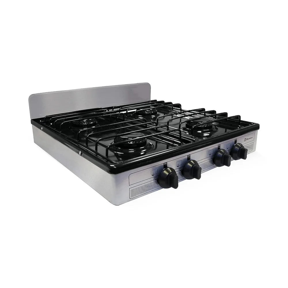 4-Burner Portable Liquid Propane Stove Top with Adjustable Flames and Protective Porcelain Cover Ideal Outdoor Cooking