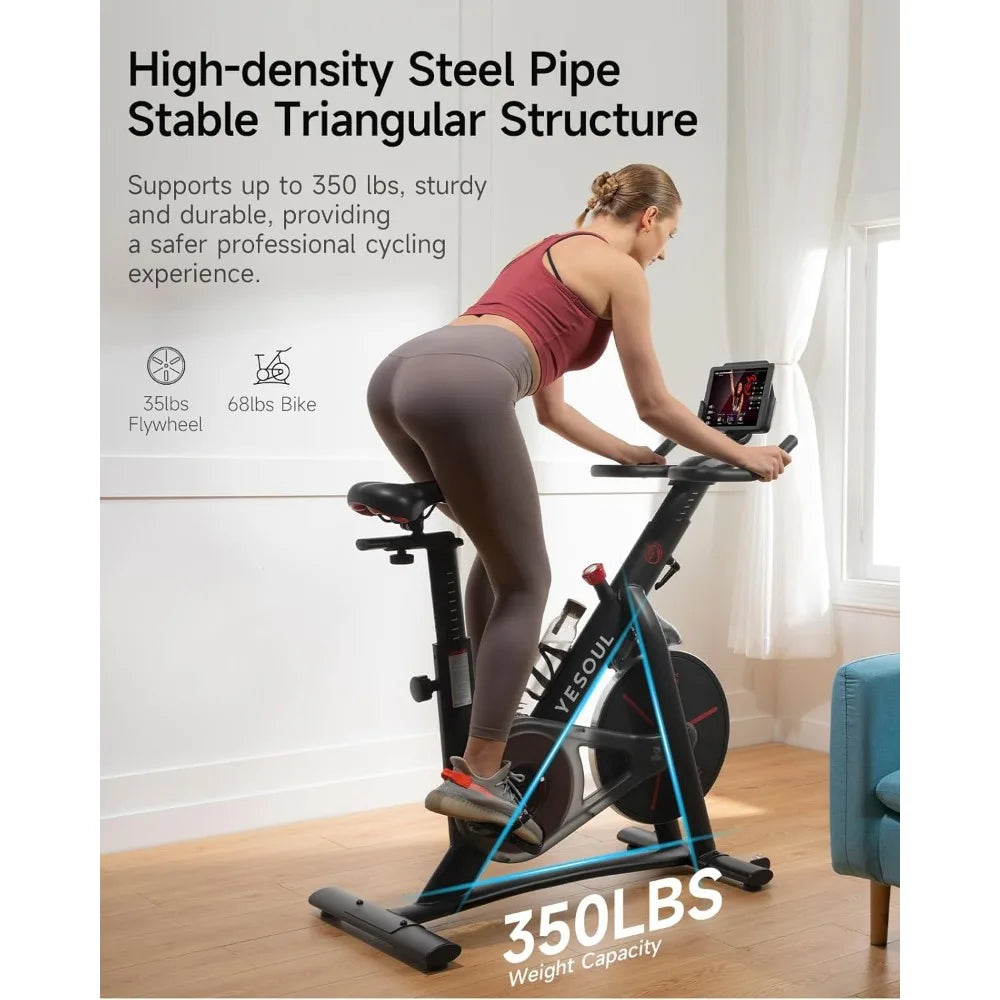Yesoul Black Exercise Bike for Home,Smart White Cycling Bike Magnetic Stationary Bike, Low Noise Indoor Cycling Bike for Home Gy