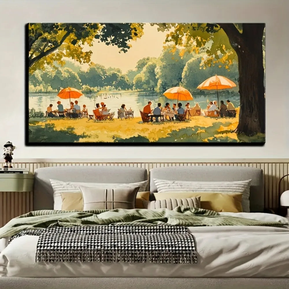 Family Reunion Canvas Art In Traditional Wood Frame