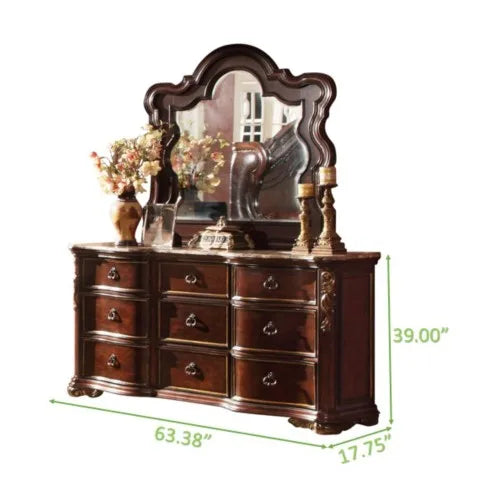 Traditional Style King 5pc Bedroom Set Dark Walnut Wood