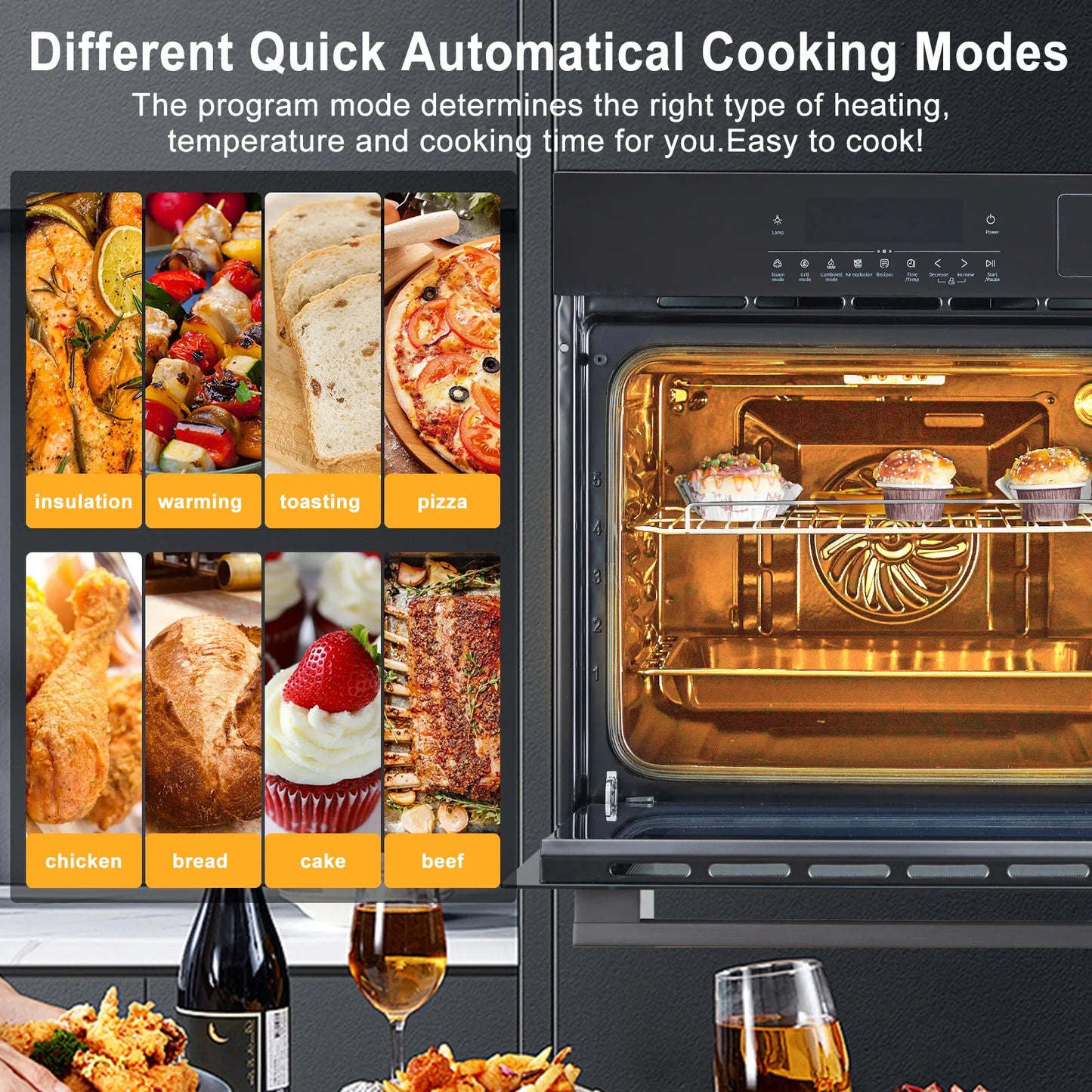 24 Inch Electric Wall Oven With Air Fry 8 Baking Modes