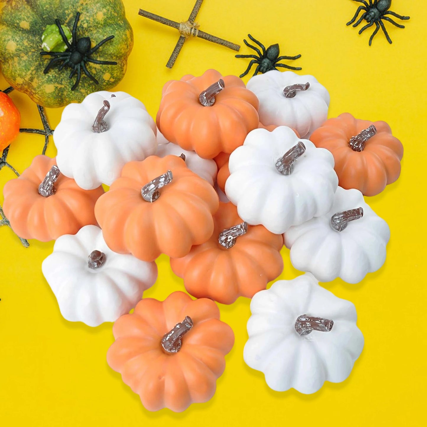 Set of 6 Mini Pumpkin Decorations for Halloween Thanksgiving Fall - Perfect for Home Table Indoor and Outdoor Decor