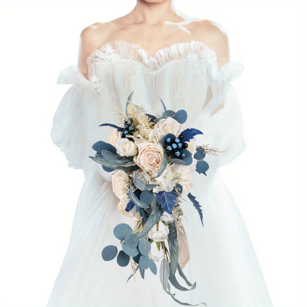 Bridal Bouquet Cascading, Wedding Bouquets for Bride, Bride Bouquets for Wedding Ceremony and Anniversary Artificial