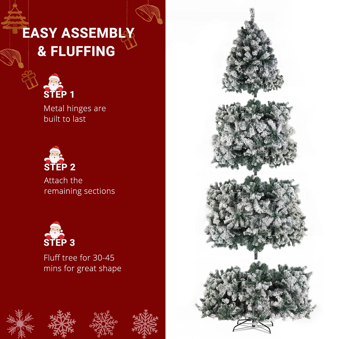 9ft 2094 Branch Automatic Tree Structure PVC Material Green Flocking 900 Lights Warm Color Four Colors 8 Modes