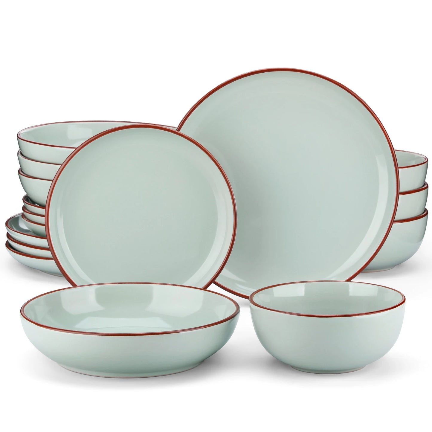 VANCASSO NYMPH 16/32 Piece Ceramic Glaze Tableware Set with Dinner/Dessert/Soup Plate/Bowl For 4/8 Person 4 Color Optional