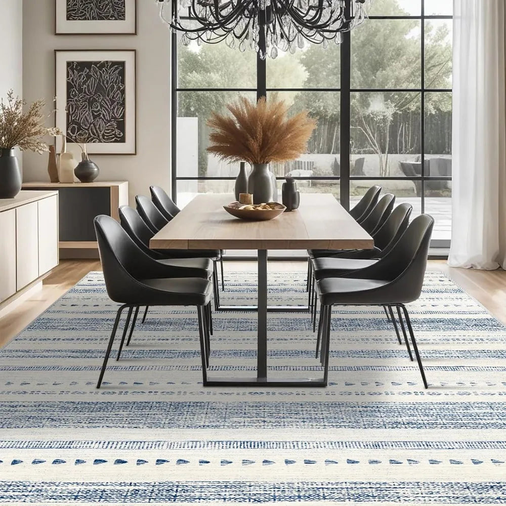 10x14 Large Area Rug: Soft Ultra Thin Machine Washable Farmhouse Area Rugs for Living Room Non-Slip Neutral Modern Geometric