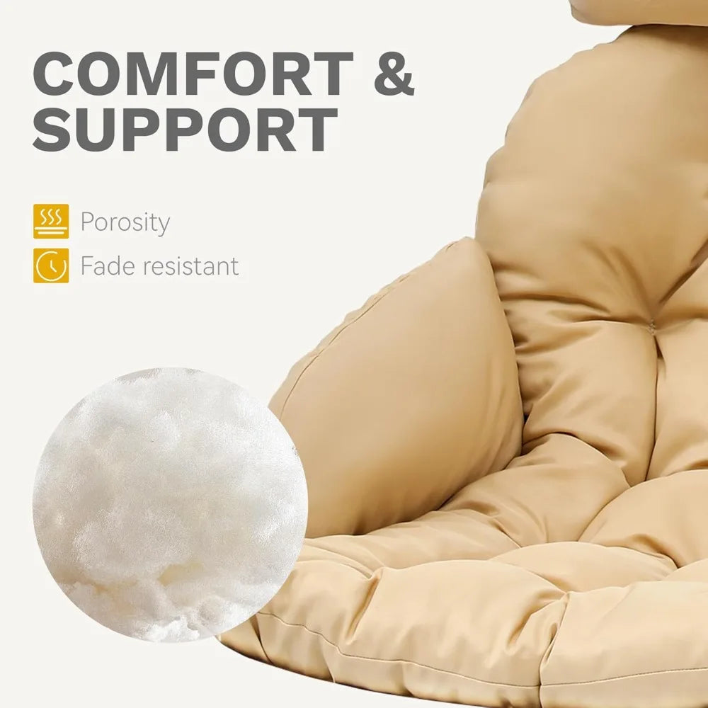 Egg Chair Without Stand, Basket Chair Hanging Outdoor Rattan Wicker Patio Hammock Indoor Egg Chair with Cushion, Hanging Swing