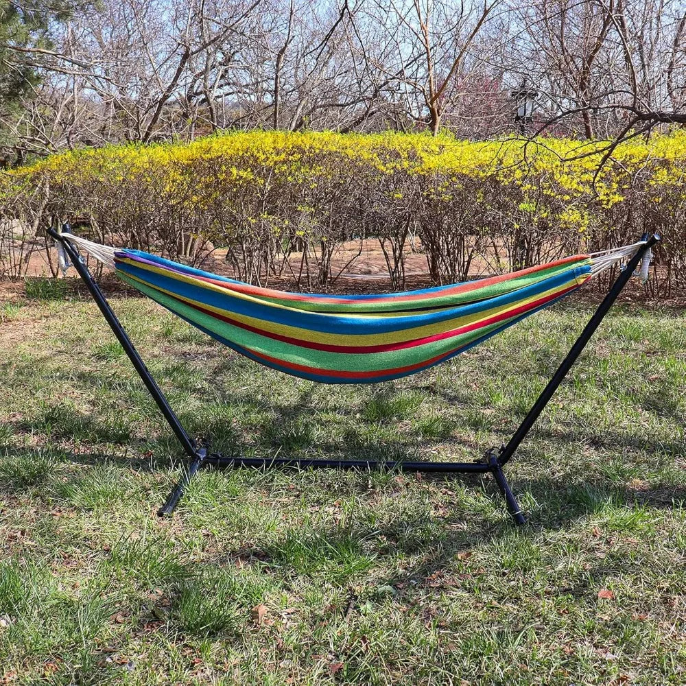 Hammock with Steel Stand - Max 600 Lbs (B- Blue/Purple)