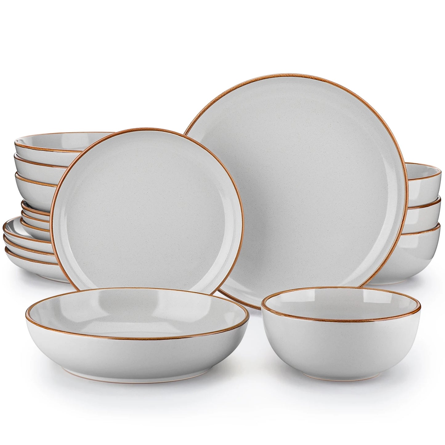 VANCASSO NYMPH 16/32 Piece Ceramic Glaze Tableware Set with Dinner/Dessert/Soup Plate/Bowl For 4/8 Person 4 Color Optional