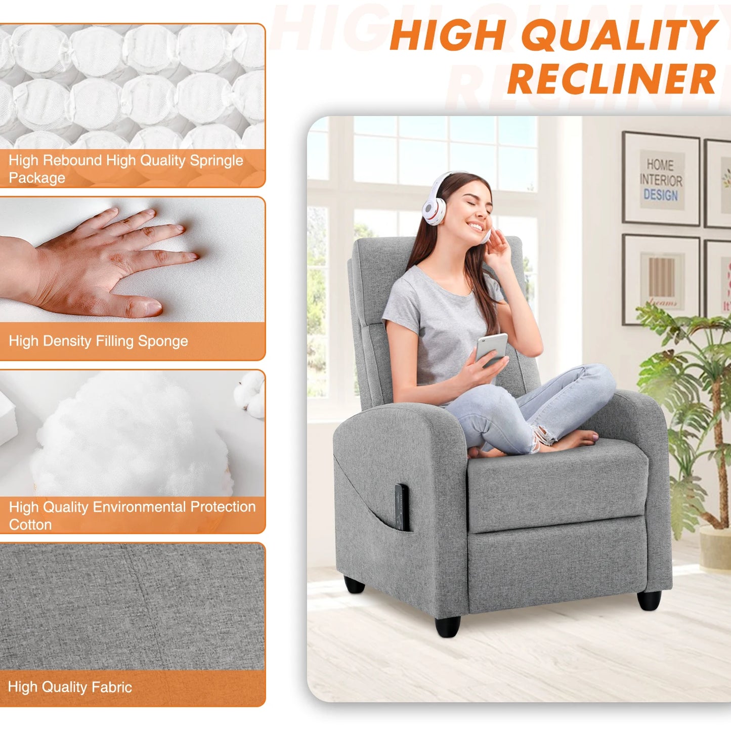 Modern Adjustable Massage Recliner Chair for Living Room Comfort