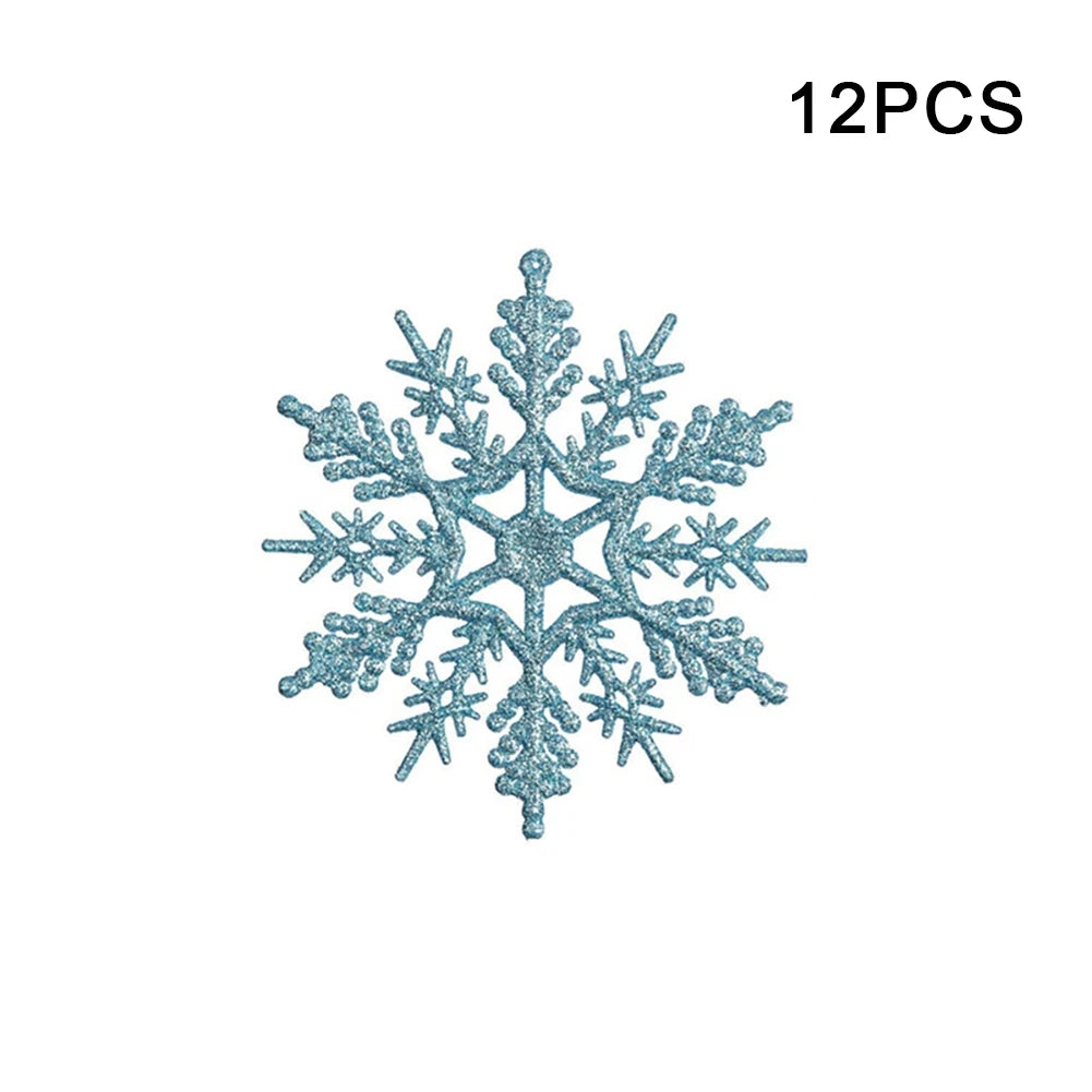 12pcs Christmas Fake Snowflakes With Small hole Xmas Tree Hanging Ornament Simulation Snowflakes Winter Christmas Ornaments