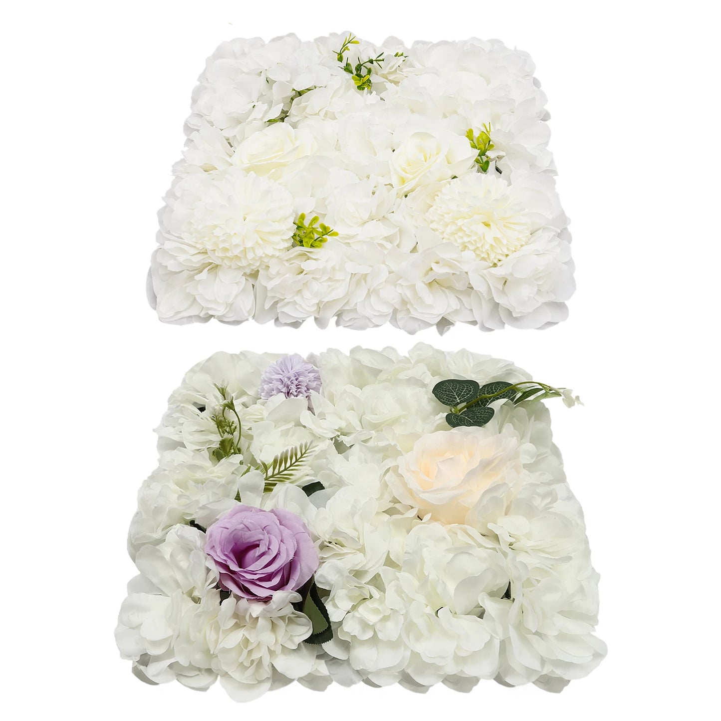 12-Piece Artificial Flower Wall Panels with Dahlia, Rose, Hydrangea, and Chrysanthemum for Indoor and Outdoor Privacy and Decora
