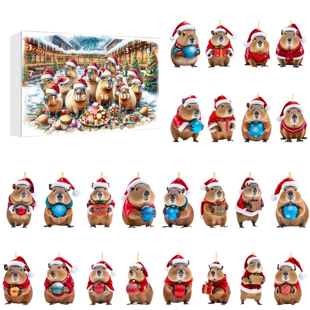 Capybara Advent Calendar 2024 Xmas Countdown Calendar Cute Capybara Christmas Ornaments Christmas Tree Ornaments Christmas Gifts