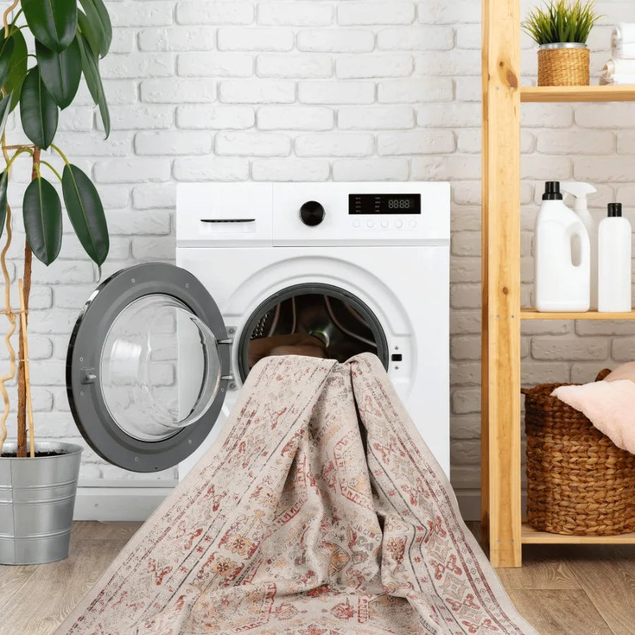 Naar 2x3 Beige Area Rug Machine Washable Area Rugs LowPile NonSlip NonShedding Foldable Kid Pet Friendly Area Rugs for living r