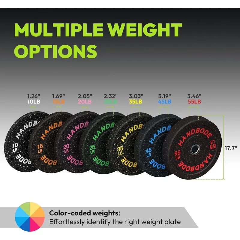 2-Inch Bumper Plates High Bounce, Weight Plate Set 45/100/160/190/260/300lb, Barbell Weight Plates Set for Home Gym