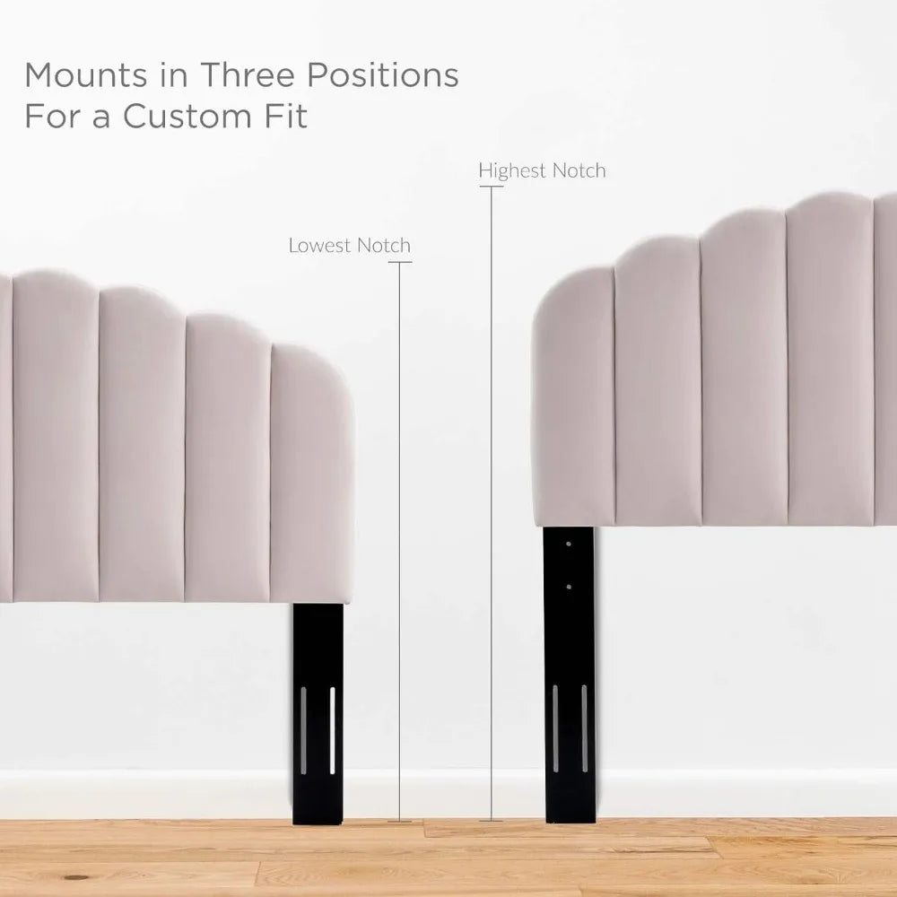 Veronique Channel Tufted Performance Velvet Upholstered Full/Queen Headboard in Pink