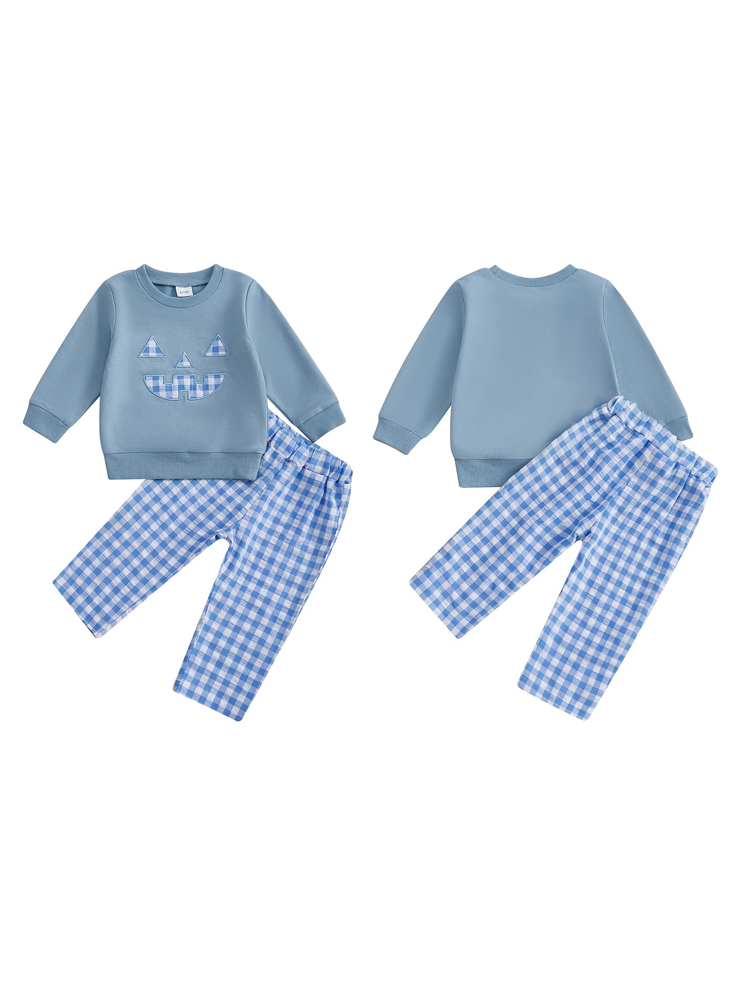 Infant 2-Piece Halloween Costume Set with Long Sleeve Pullover Top and Plaid Pants - Adorable Toddler Clothing for the Spooky
