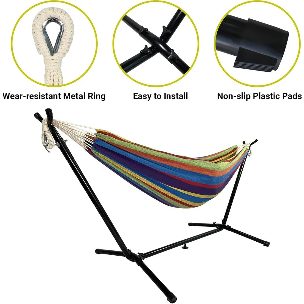 Hammock with Steel Stand - Max 600 Lbs (B- Blue/Purple)