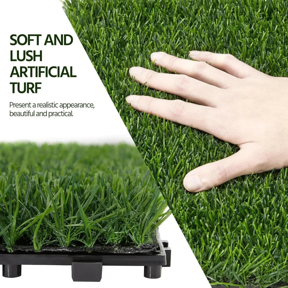 12 "x 12" artificial grass, grass tile interlocking self draining grass, fake grass, grass mat, outdoor, decoration, 27 pieces